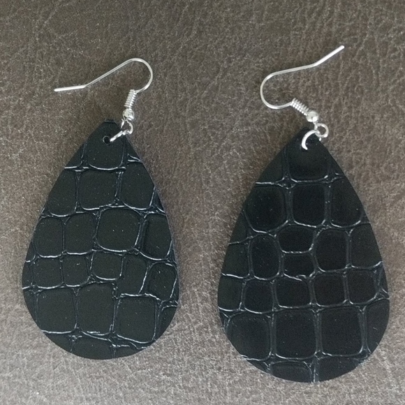 Jewelry - 2/$20 black faux leather earrings